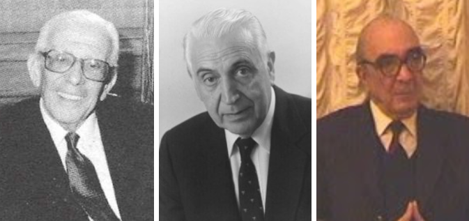 De izquierda a derecha los Doctores: Bernardo Vijnovsky (19??-1996), Francisco Eizayaga (1923-2001) y Alfonso Masi Elizalde (1932-2003)